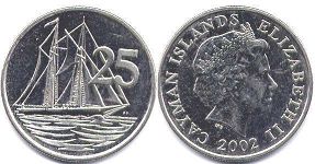 Cayman Islands 25 cents 2002