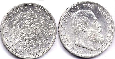 Wurttemberg 3 mark 1912