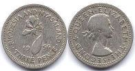Rhodesia and Nyasaland 3 pence 1956