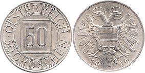 coin Austria 50 groschen 1934