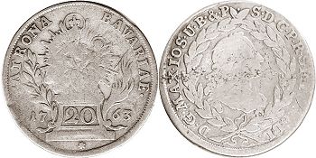 coin Bavaria 20 kreuzer 1763