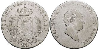 coin Bavaria 20 kreuzer 1809