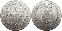 Münze Bayern 3 Kreuzer 1865