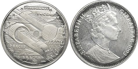 moneda Gibraltar 2.8 ecu 1993
