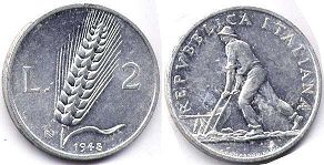 Italy 2 lire 1948