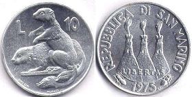 San Marino 10 lire 1975