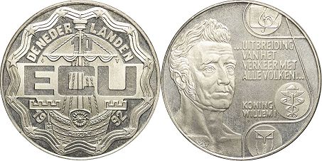 moneda Países Bajos 10 ecu 1992