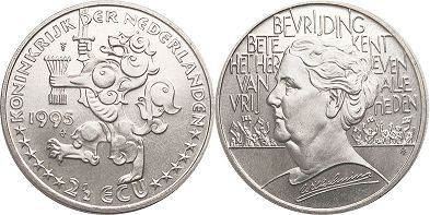 moneda Países Bajos 2.5 ecu 1995