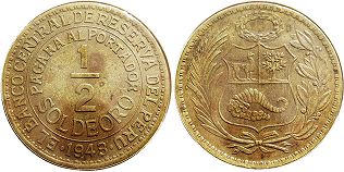 coin Peru 1/2 sol 1943
