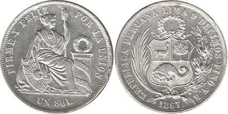 coin Peru 1 sol 1867