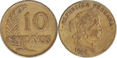 coin Peru 10 centavos 1945