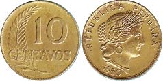 moneda Peru 10 centavos 1950