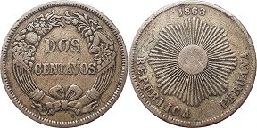moneda Peru 2 centavos 1863