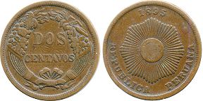 coin Peru 2 centavos 1895