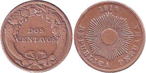 moneda Peru 2 centavos 1919