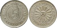 coin Peru 5 centavos 1879