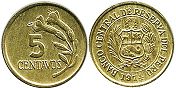 coin Peru 5 centavos 1974