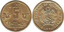 coin Peru 5 centimos 1996