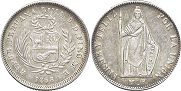 moneda Peru 1/2 real 1858