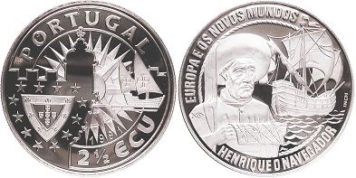 moneda Portugal 2.5 ecu 1991