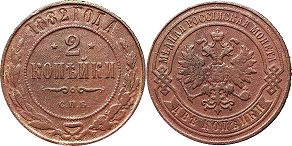 coin Russia 2 kopeks 1882