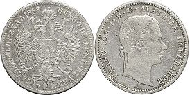 Münze Kaisertum Österreich 1/4 florin 1858