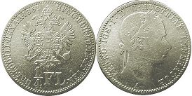 coin Austrian Empire 1/4 florin 1861