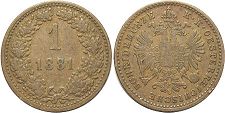 coin Austrian Empire 1 kreuzer 1881