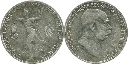 Münze Austria 5 corona 1908