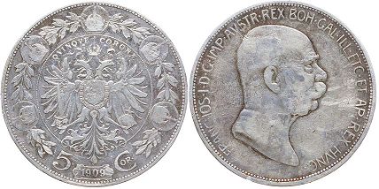 coin Austrian Empire 5 corona 1909