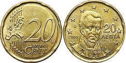 mynt Grekland 20 euro cent 2009