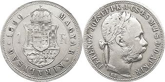 coin Hungary 1 forint 1890