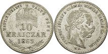 coin Hungary 10 krajczar 1869