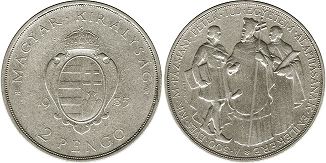 coin Hungary 2 pengo 1935