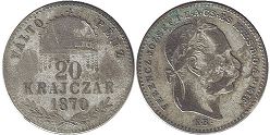 coin Hungary 20 krajczar 1870