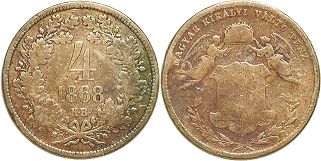 coin Hungary 4 krajczar 1868
