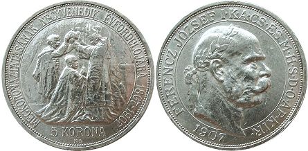 coin Hungary 5 corona 1907