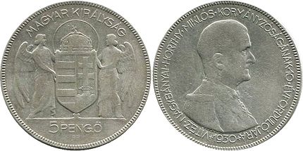 coin Hungary 5 pengo 1930