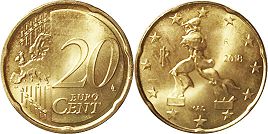 moneta Włochy 20 euro cent 2018