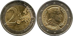 mynt Lettland 2 euro 2014