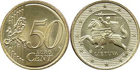 pièce de monnaie Lithuania 50 euro cent 2015