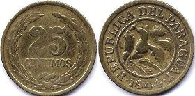 Paraguay 25 centimos 1944