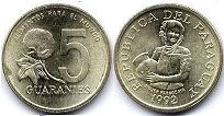 Paraguay 5 guaranies 1992