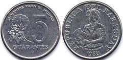 Paraguay 5 guaranies 1980