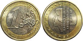 mynt Nederländerna 1 euro 2007
