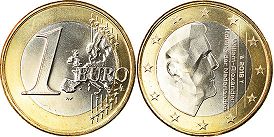 mynt Nederländerna 1 euro 2016