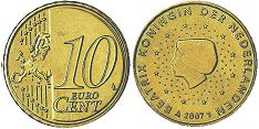 mynt Nederländerna 10 euro cent 2007