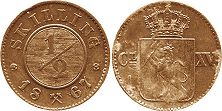 mynt Norge 1/2 skilling 1867