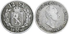 mynt Norge 12 skilling 1846