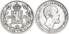 mynt Norge 12 skilling 1873